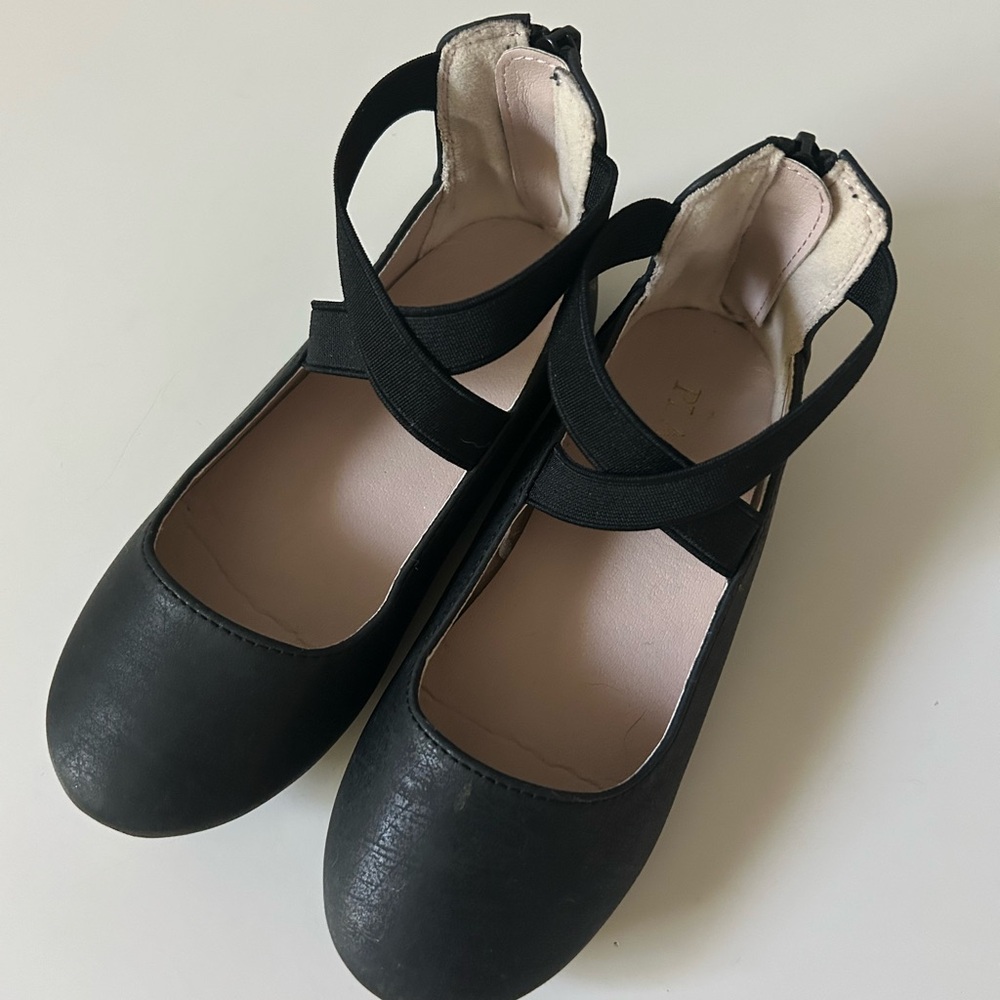 Black Ballet Flats with Straps